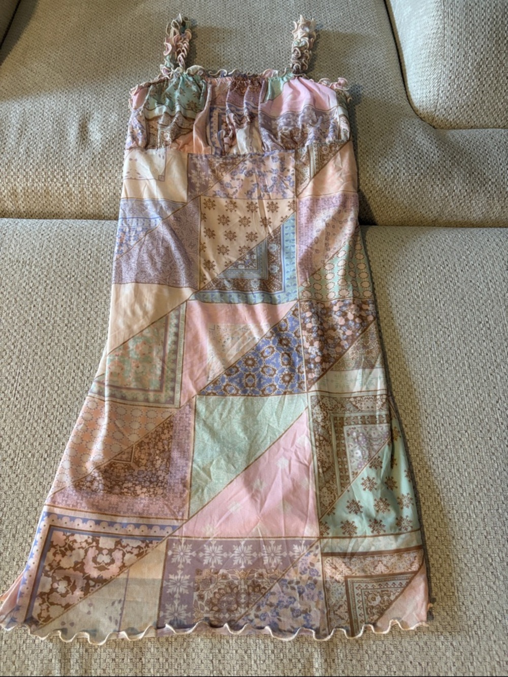 art class Pastel Patchwork Sundress - Pink, Mint & Lavender